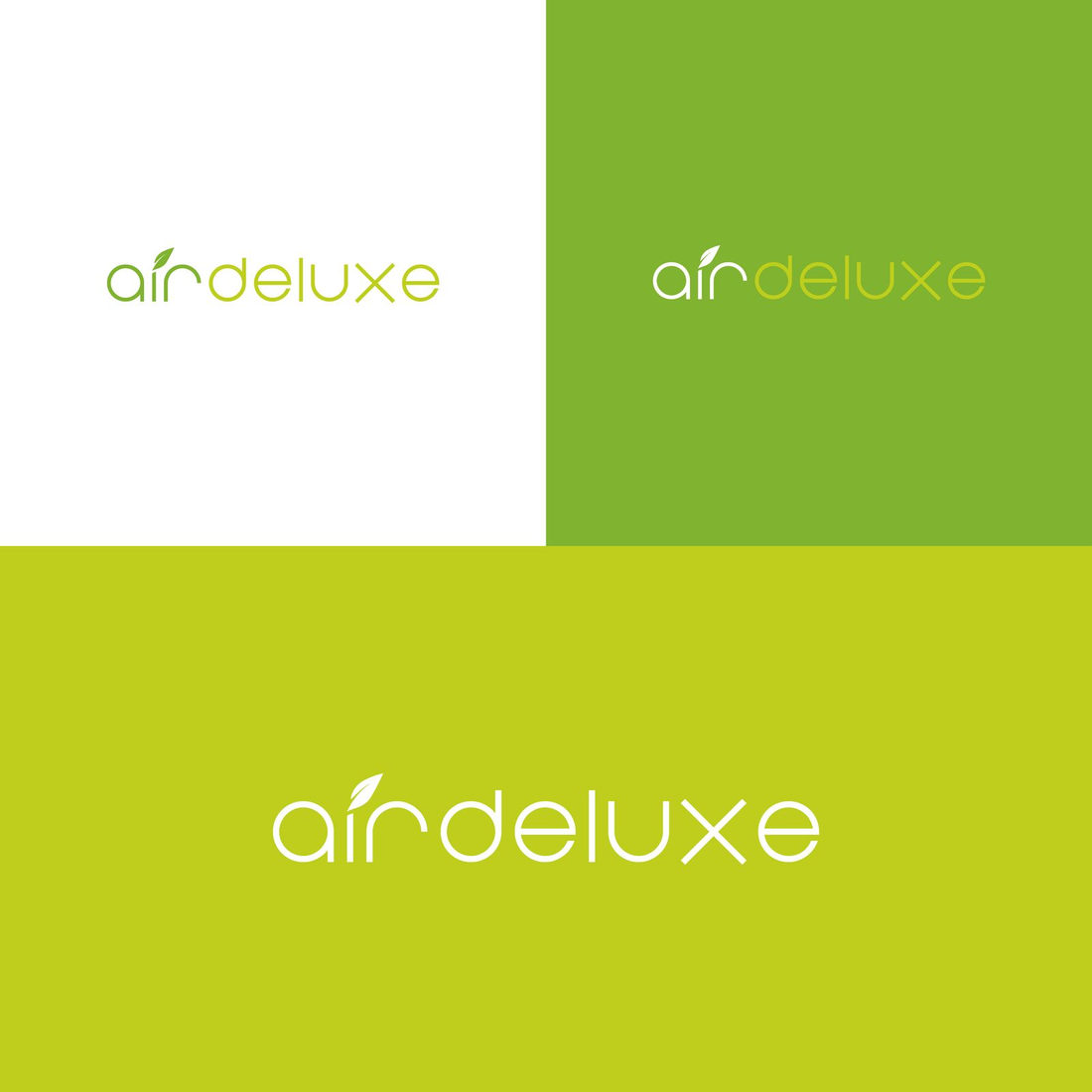 Wortmarke airdeluxe in vier Farbfassungen