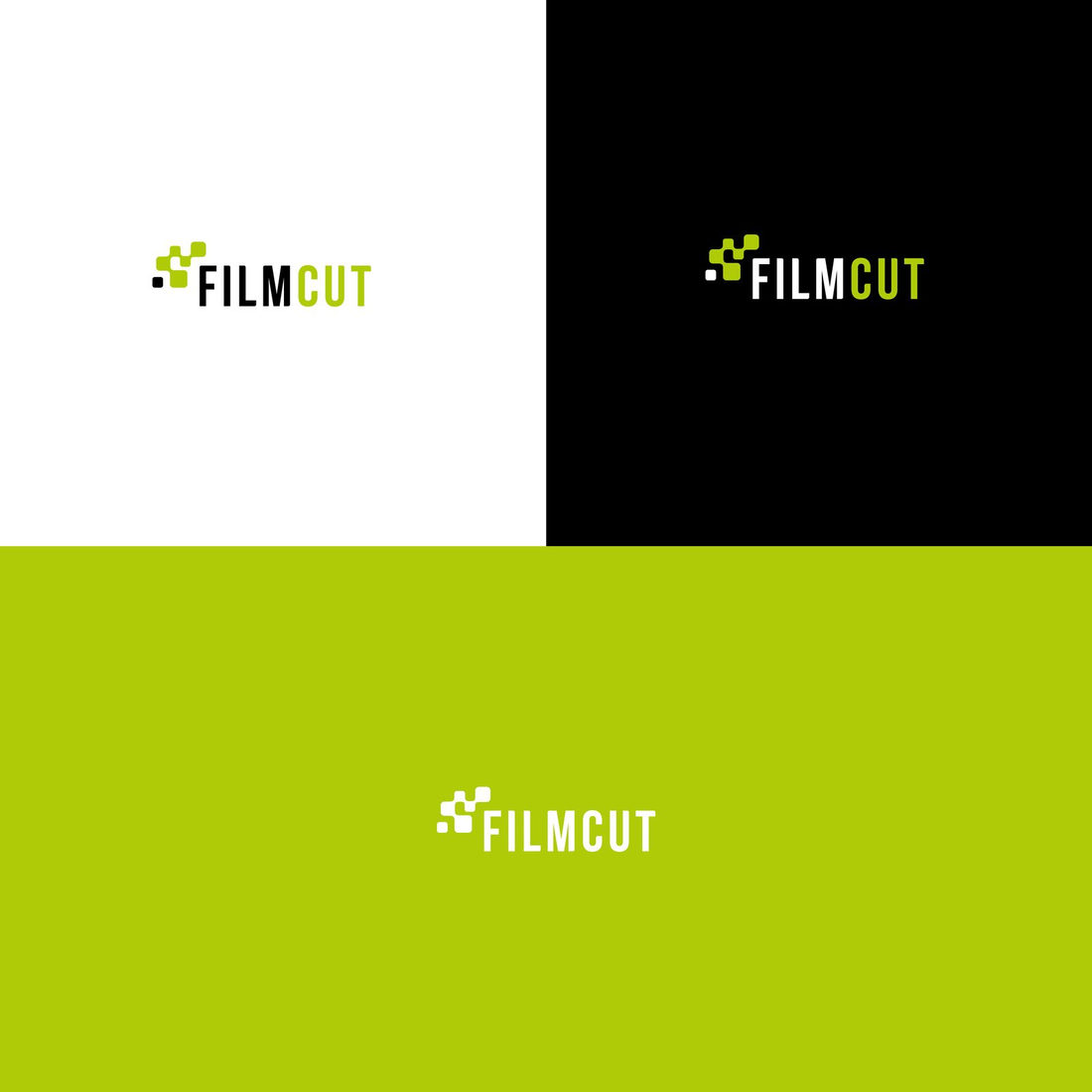 Wort-Bild-Marke Filmcut in vier Farbfassungen